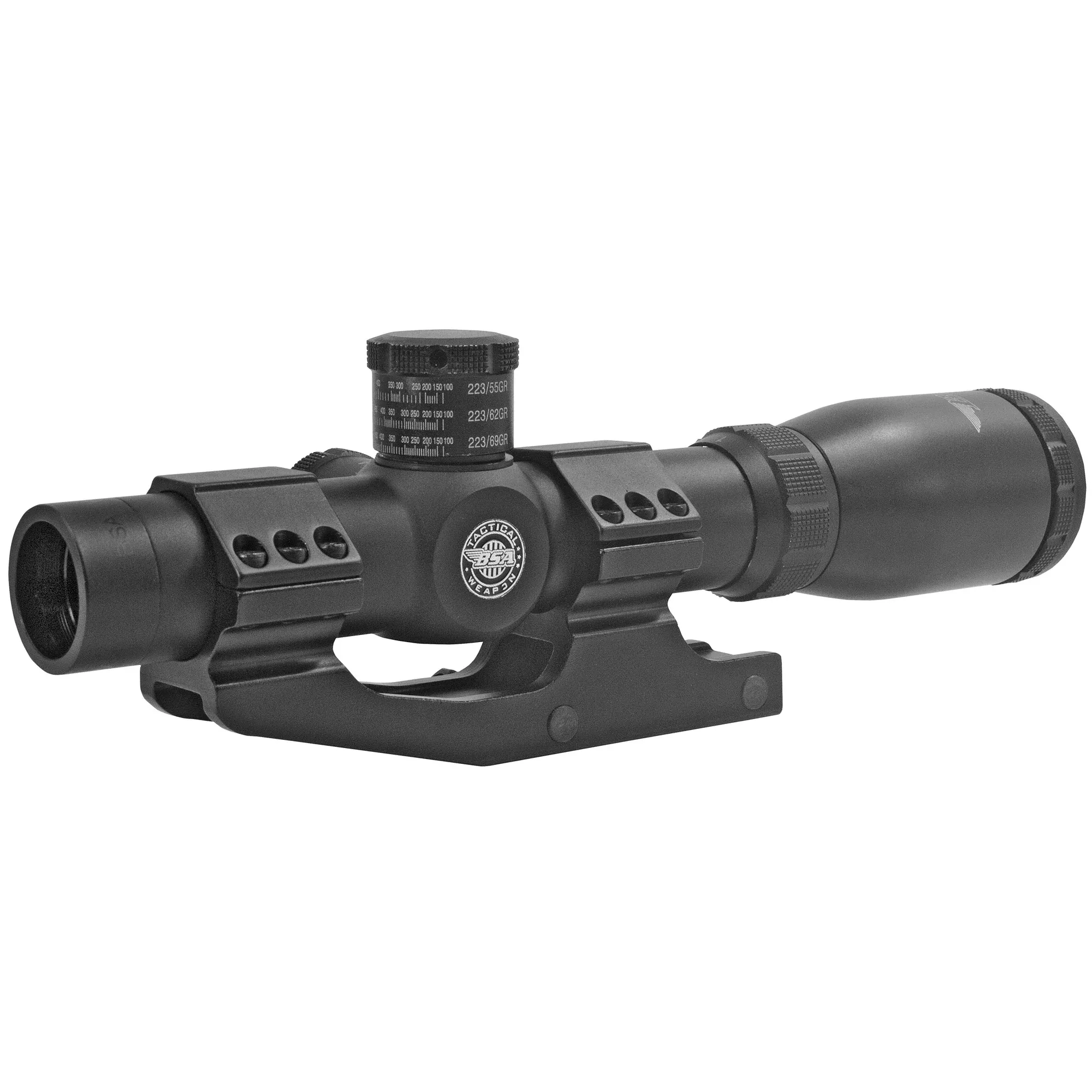 Bsa Optics Tactical Weapon, Rifle Scope, 1-4X24, 30MM Maintube, Mil Dot Reticle, 1/2 MOA Adjustments, Black Color