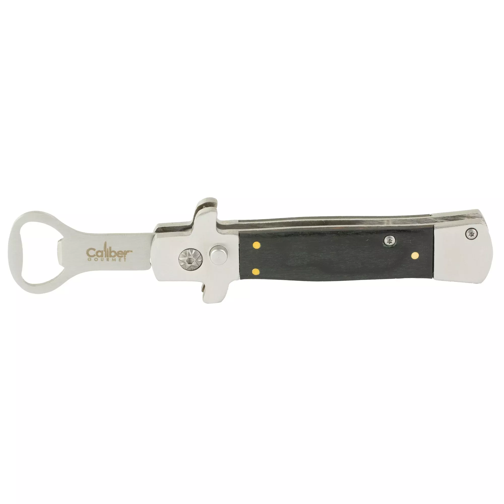 Caliber Gourmet CBG-BF-1024 Switchblade Style Bottle Opener - Black and Silver